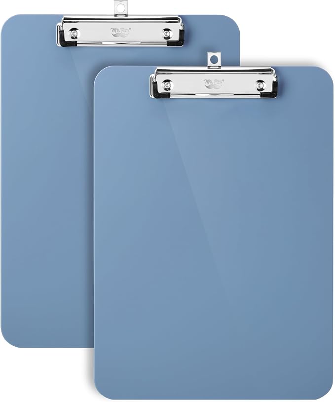 Mr. Pen- Plastic Clipboard, 12.5" x 9", 2 Pack, Gray-Blue Clipboard Plastic, Low-Profile Metal Clip with Retractable Hanging Hole
