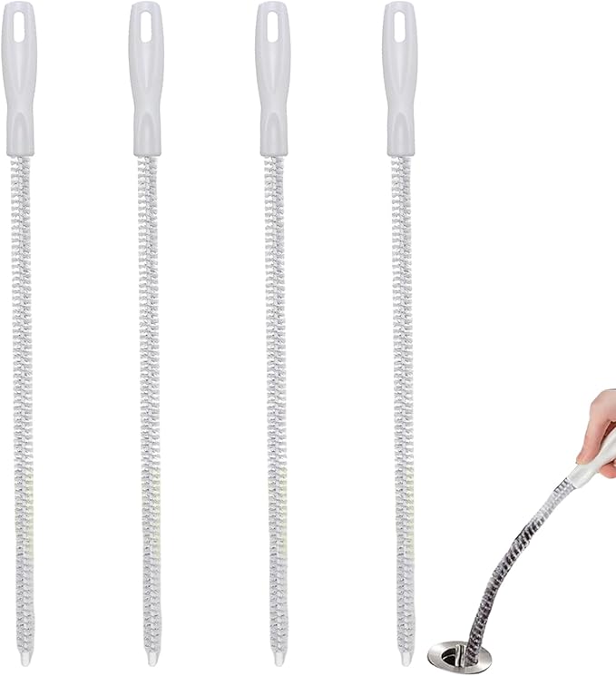 4pcs Pipeline Dredging Brush, 17.7 Inch Bendable Drain Cleaner Brush with Anti-Slip Handle, Household Sewer Hair Cleaning Tool for Sink Bath Pipe