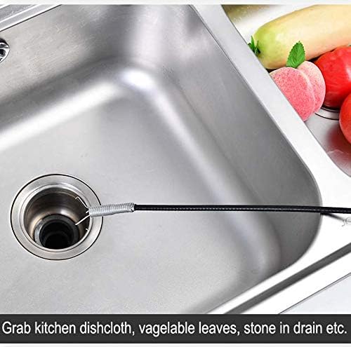 Drain Snake Drain Clog Remover Flexible Grabberable Pick Up Cleaning Tool Reacher Claw Stick, Drain Auger Grab Trash Hairs from Drain,Sink,Bathroom Tub Toilet Hose (79 Inch Drain Snake Tool)