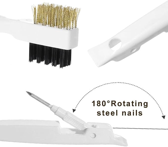 Kitchen Stove Cleaning Brush + Scraper Tool Set, Brass Wire Brushes for Range Hood Grease Grime, Rust Cleaner Heavy Duty Stainless Steel Putty Scraper for Gas Burners Cooktop Pot Pan