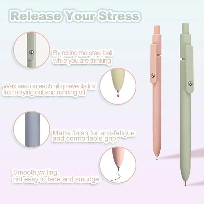 5-Pack Gel Pens Ballpoint Smooth Writing Pens No smudge 0.5mm Gel Pens Fine Point for School Office Gift for Students/Teachers/Nurses/Professionals (Morandi Color)