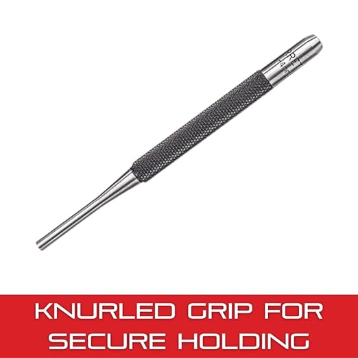 Starrett Drive Pin Punch with Knurled Grip for Driving Pins Into or Out of a Workpiece - Hardened and Tempered Steel, 4" Length, 5/32" Punch Diameter - 565D