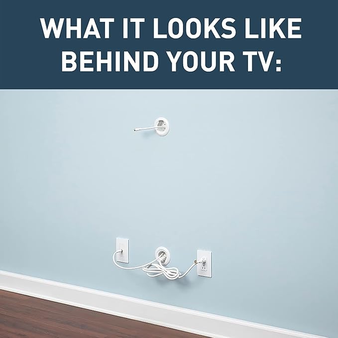 Legrand Wiremold CMK70 In Wall TV Power Grommet Kit, Cable Management Kit, Mounting Brackets, Fish Tape, and Hole Saw Included, White (1 Pair)