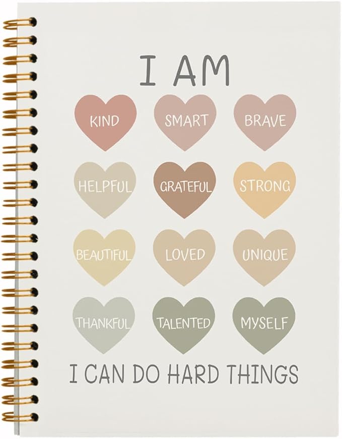 QUICQOD I Am Kind I Am Smart Affirmations Inspirational Notebooks,Positive Journal for School Coworker Teacher Student,Journaling Notebooks for Women,Hardcover Spiral Notebook 5.5x8.3