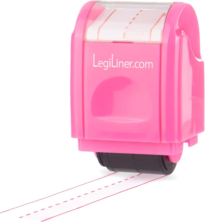 LEGILINER 3/4" Dashed Handwriting line, Rolling, self-Inking Stamp. Handwriting Practice Tool for Teachers/OT’s/Homeschool/Special Ed. Pre-K/Kindergarten/1st Grade Size. (Shaded 3/4)