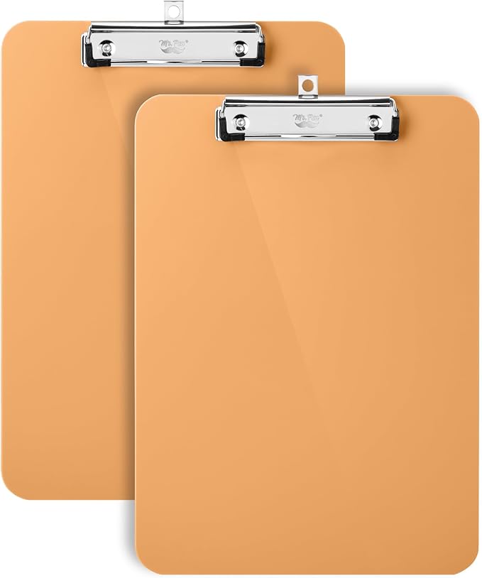 Mr. Pen- Plastic Clipboard, 12.5" x 9", 2 Pack, Peach Blush Clipboard Plastic, Low-Profile Metal Clip with Retractable Hanging Hole