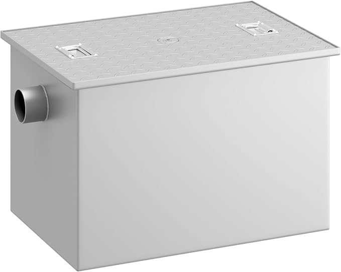 30 LB Commercial Grease Interceptor 15 GPM, Grease Trap with 2" Non-Threaded Connections, perfect ofr Kitchen, Restaurant, Hotel, Bar, Cafe, School