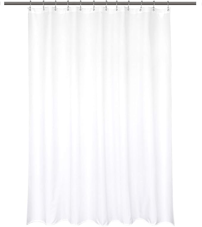Barossa Design Waterproof Fabric Short Shower Curtain Liner Microfiber 72" W x 66" H - Hotel Quality, Machine Washable, White Shower Liner for Bath Tub, 72x66