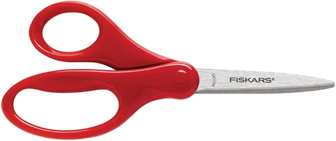 Fiskars 194580-1017 Back to School Supplies Student Kids Scissors, 7 Inch, Red