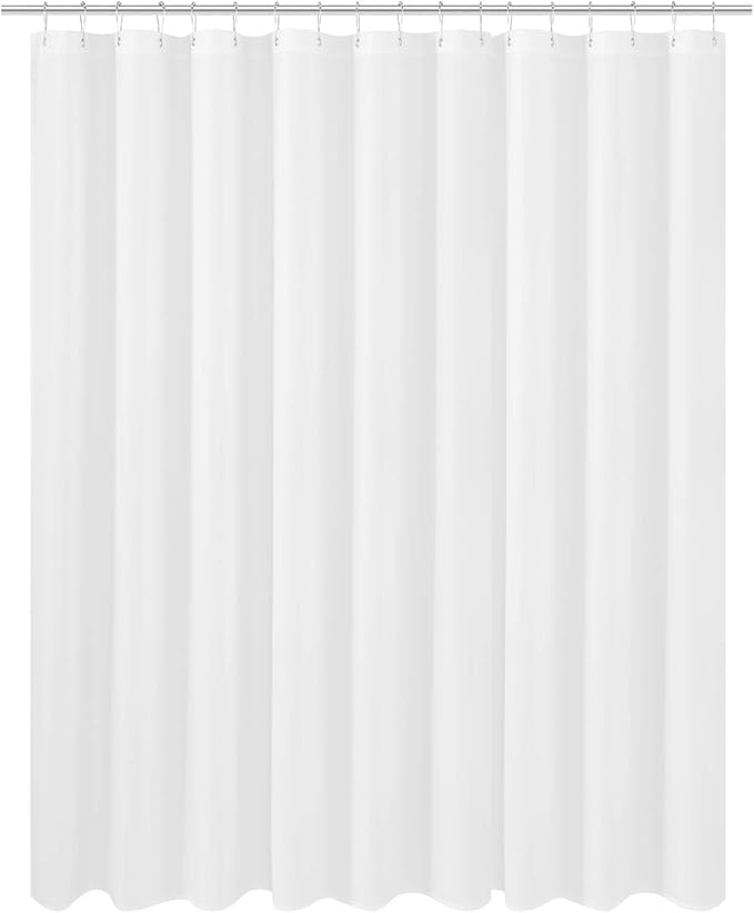 N&Y HOME Extra Wide Extra Long Fabric Shower Curtain Liner 108 x 84 inch, Hotel Quality, Washable, White Spa Bathroom Curtains with Grommets, 108x84