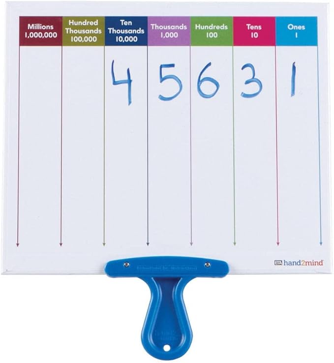 hand2mind Place Value Answer Board, Dry Erase Board Sets, Dry Erase Paddles, Math Classroom Supplies, Base 10 Math Manipulatives for Elementary School, 1st Grade Math Materials (Pack of 4)