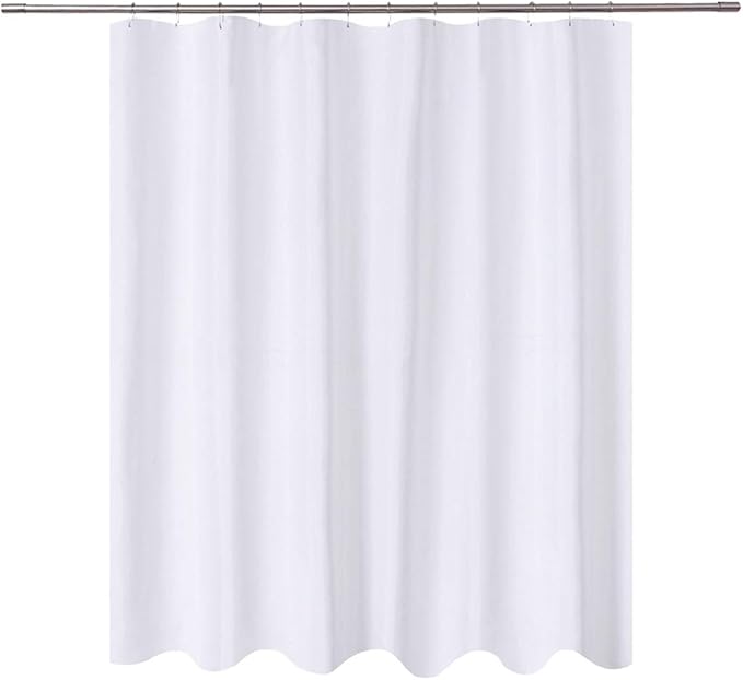N&Y HOME Short Fabric Shower Curtain Liner 72 x 65 Shorter Length, Hotel Quality, Washable, Water Repellent, White Bathroom Curtains with Grommets, 72x65