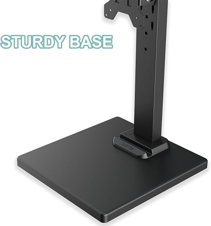 Suptek Dual Monitor Stand with Base Vertical Stack Screen Free-Standing Monitor Riser Fits Two Screen Max 36" & One Screen Max 43" with Swivel, Tilt, Height Adjustable,50,75 and 100mm Vesa Base Stand