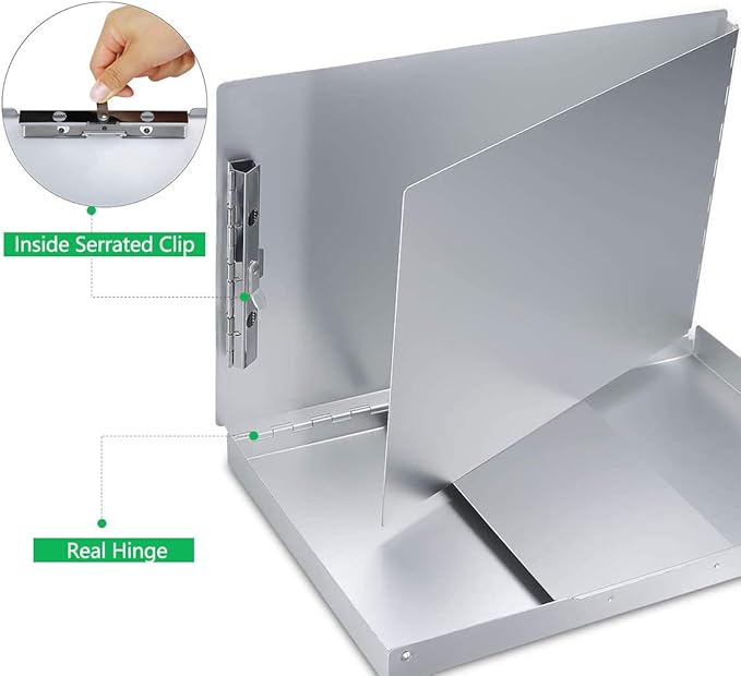 Sunnyclip Aluminum Clipboard with Storage (Legal Size) Form Holder Portfolio Aluminum Metal Binder Heavy Duty with Clip Inside Posse Box, for Office Business Medical Professionals Stationer