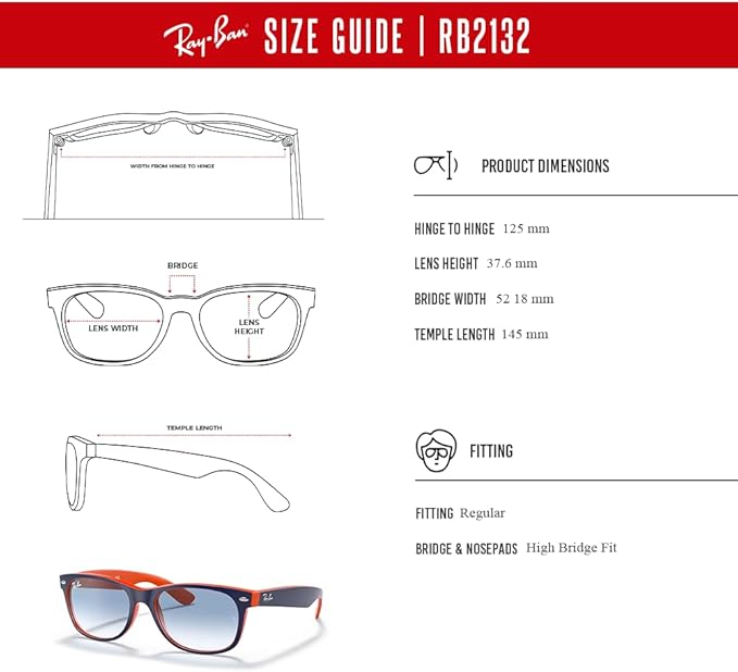 Ray-Ban RB2132 NEW WAYFARER 55MM Square Sunglasses For Men For Women +BUNDLE with ACCESSORY EYEWEAR KIT