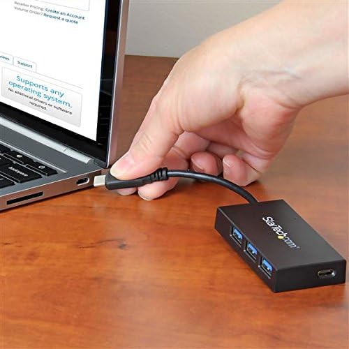 StarTech.com 4-Port USB 3.0 Hub - Powered USB 3.0 Hub - USB-C to 1x USB-C and 3X USB-A Adapter - USB 3.0 (5Gbps) - USB-C Port Expander, TAA (HB30C3A1CFB)