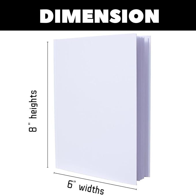 12 Pack Hardcover Blank Book,6x8 Inch Unlined Sketchbook Journal - 18 Sheets/36 Pages Each, Bulk Pack of White Hardcover Blank Books for Writing, Drawing Make Your Own Book, Multi-Purpose for Students & Adults