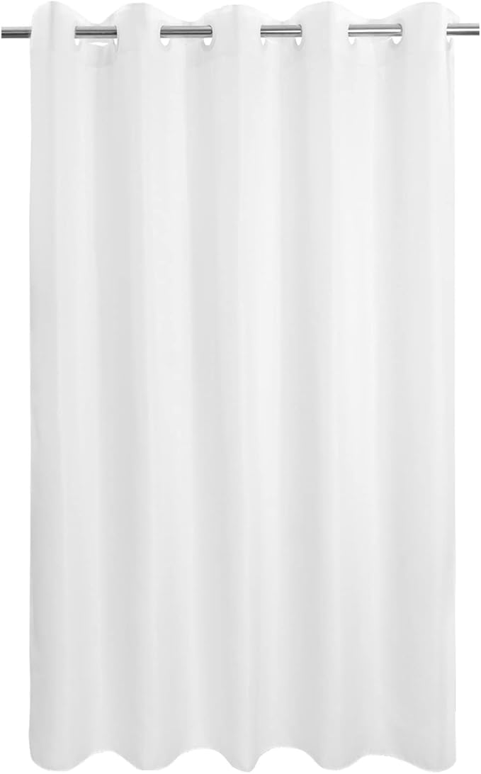 River Dream No Hook Long Shower Curtain or Liner Soft Microfiber - 75" Length Fabric Shower Curtain Liner Set, Machine Washable & Water Repellent, White, 71x77