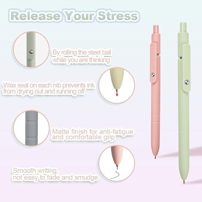 Gel Pens 6-Pack Quick-Dry Smudge-Resistant Ink, Writing Tools for School, Office, Creative Projects | Aesthetic Gift Set for Students/Teachers/Nurses/Professionals (Morandi-6PCS)