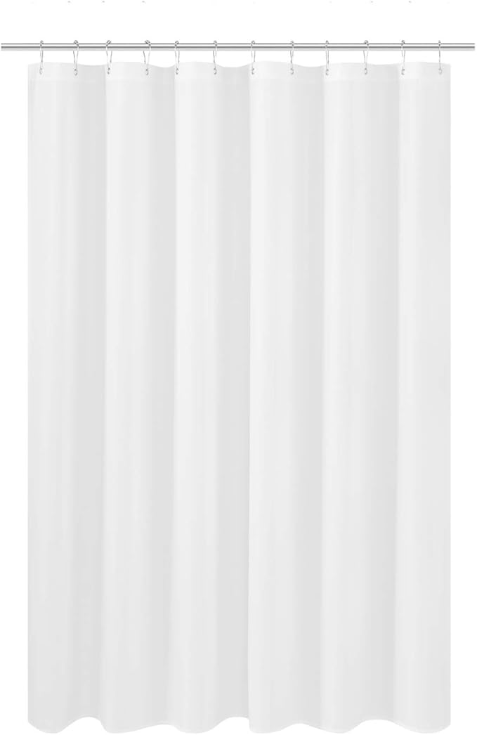 N&Y HOME Fabric Shower Curtain Liner 69 x 70 inches, Hotel Quality, Washable, Water Resistant White Spa Bathroom Curtains with Grommets, 69x70