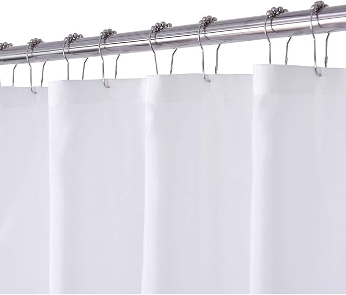 N&Y HOME Fabric Shower Curtain or Liner with Magnets - Washable Hotel Quality Cloth Shower Curtain for Bathroom - White, 71x72