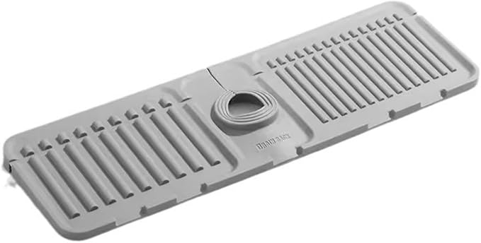 Sink Faucet Absorbing Mat,Kitchen Sink Splash Guard Longer Silicone Sink Faucet Mat,Silicone Sink Faucet Mat for Dish Soap Sponge Holder for Bathroom (Grey,17.5x5.5 Inch)