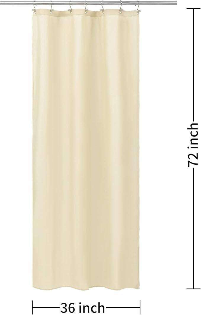ALYVIA SPRING Stall Fabric Shower Curtain Liner Waterproof - Soft & Lightweight Small Shower Curtain with Magnets for Narrow Stall Size, Machine Washable - 36x72, Cream