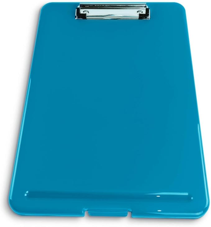 Clipboard with Storage Slim Folding for Nursing, Teachers, Coaches & Office, Plastic Heavy Duty with Pen Holder (9.5” x 13.5”) (Blue)