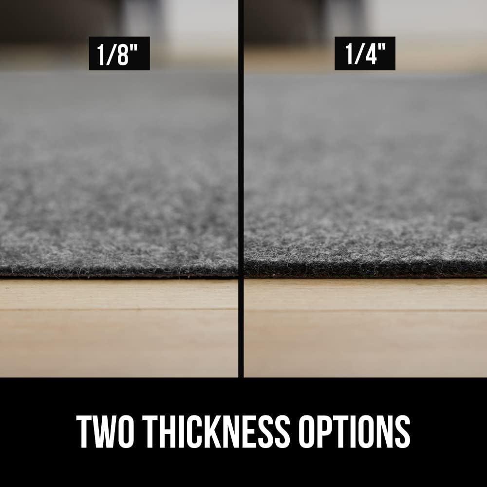 GORILLA GRIP Felt and Natural Rubber Stay in Place Slip Resistant Rug Pad, 1/4in Thick, 7x10 FT Protective Padding Under Area Rugs, Cushioned Gripper Pads, Carpet Runners, Hardwood Floors Protection