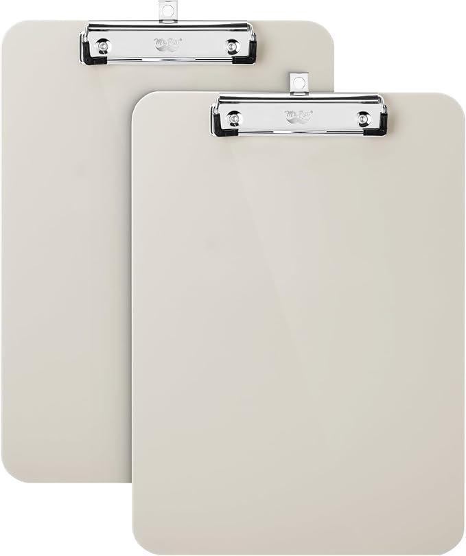 Mr. Pen- Plastic Clipboard, 12.5" x 9", 2 Pack, Silk Cream Clipboard Plastic, Low-Profile Metal Clip with Retractable Hanging Hole