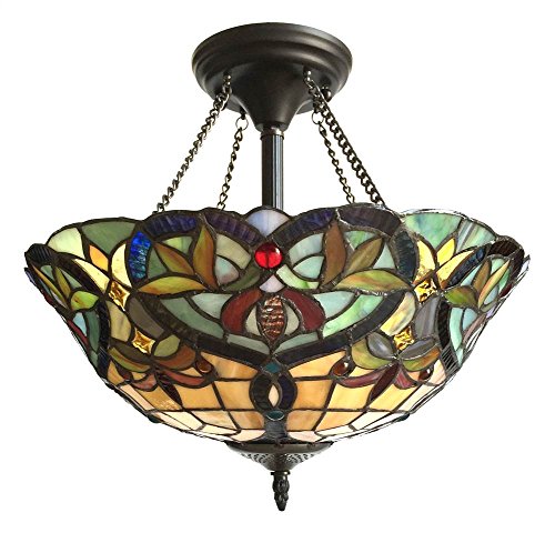 Chloe Bertram Semi Flush Ceiling Light, Glass, Multicolor, One Size, Model CH33389VR16-UF2