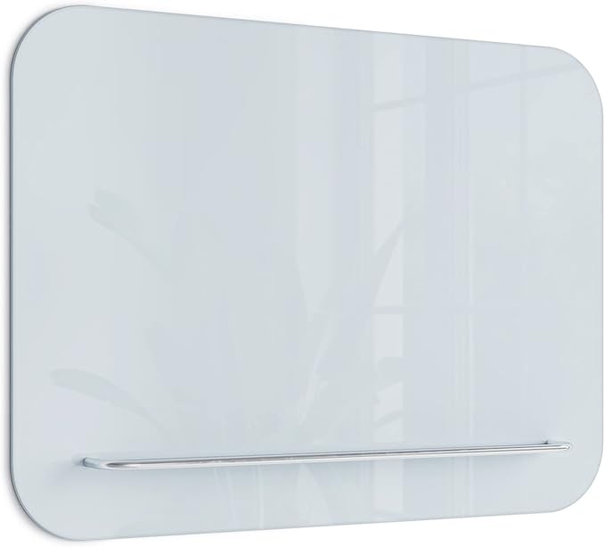 U Brands Magnetic Glass Dry-Erase Board with Floating Tray (24" W x 18" H)