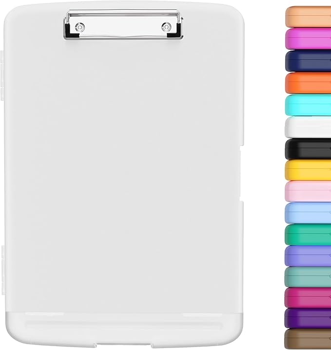 Hongri Clipboard with Storage with Pen Holder, Folder Nursing Clip Board 8.5 x 11 Foilo-Side Opening, High Capacity, Light Weight for Teachers, Classroom. Size 14 x 9.6 x 1.2 in(White)