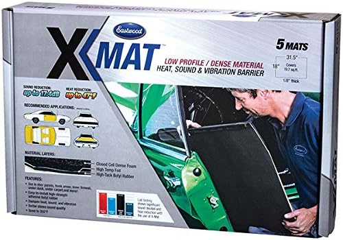 Eastwood X-Mat 5 PC 31.5x18x1/8 in 19.7 SQ FT Low Profile Dense Sound Vibration Heat Reducer Foam Underhood Headliner Backed Material