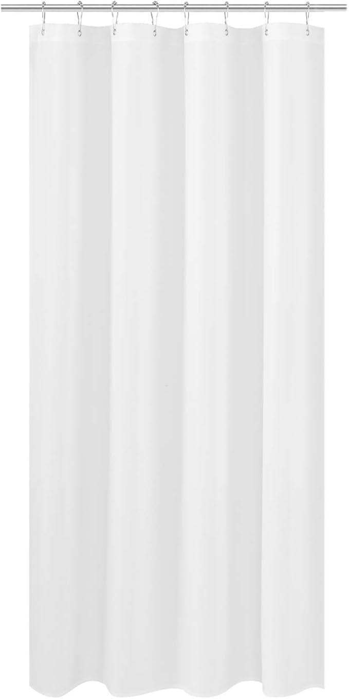 N&Y HOME RV Shower Curtain Liner Fabric 47 x 64 inches, Hotel Quality, Washable, Water Repellent, White Bathroom Curtains with Grommets, 47x64