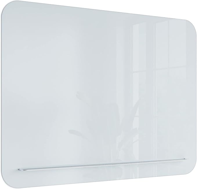 U Brands Magnetic Glass Dry-Erase Board with Floating Tray (48" W x 36" H)
