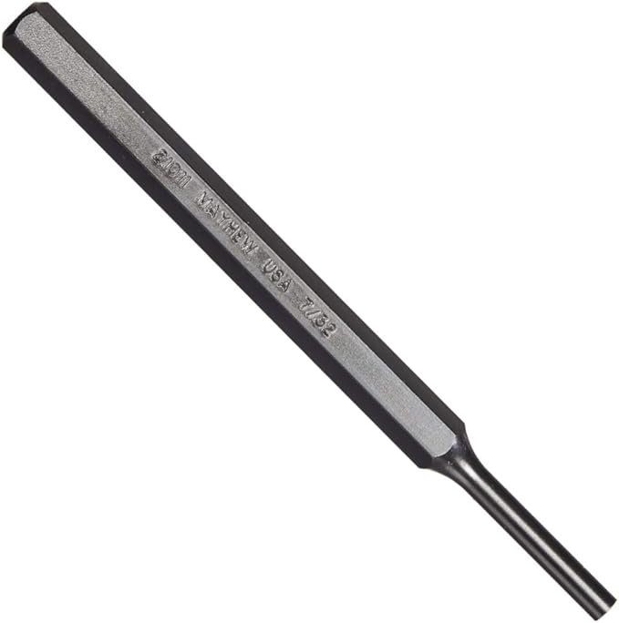 Mayhew Tools 21011 SAE Pin Punch, 7/32 x 1.25" Pin, 5-1/2" OAL x 3/8" Body, Black Oxide Finish