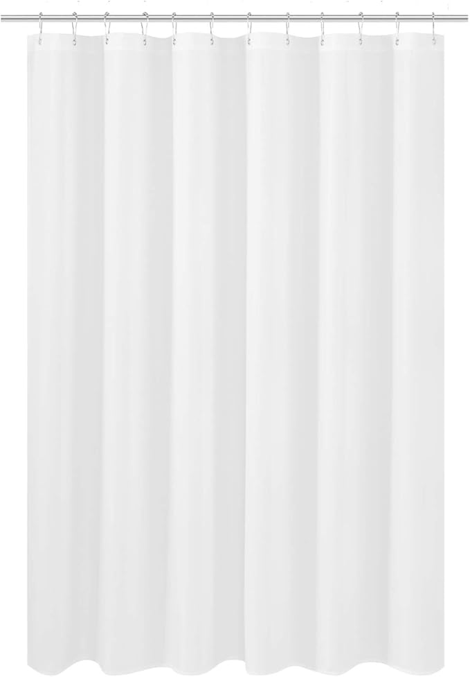 N&Y HOME Fabric Shower Curtain Liner Shorter Size 68 inches Height, Hotel Quality, Washable, White Bathroom Curtains with Grommets, 70x68
