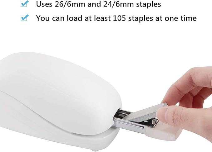 Electric Stapler,Including 2000 Staples and 1 Staple Remover, Suitable for Palm Size and high Comfort，25 Sheet Capacity, AC Adapter or Battery Powered，Battery not Included，(White)