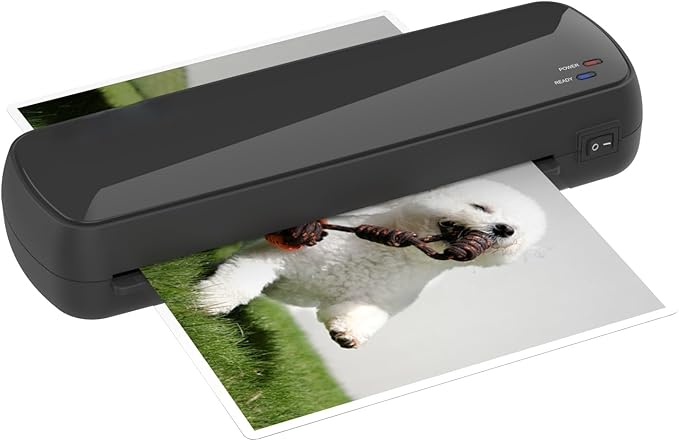 A4 Thermal Laminator Machine, 9.3-Inch Inlet, 3-10 Mil Thickness, Fast Warm-Up, Jam-Free Design, for Home Office School, Black
