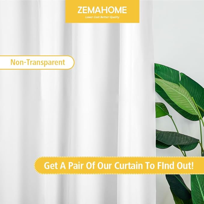 White Plastic Shower Curtain Liner, 72x72 Inch Thin Lightweight Plastic Bathroom Shower Showroom Inner Curtain with Rustproof Metal Grommet Holes and Weighted Magnets