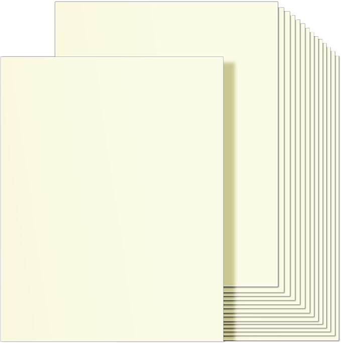 Ohuhu Cream-Colored Cardstock Paper, 100 Sheets - 8.5" x 11" Heavyweight 80 lb/216 gsm Card Stock for Crafts and DIY Card Making