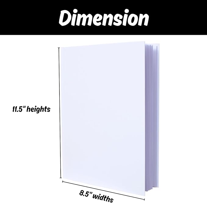 12 Pack Hardcover Blank Book,8.5x11 Inch Unlined Sketchbook Journal - 18 Sheets/36 Pages Each, Bulk Pack of White Hardcover Blank Books for Writing, Drawing Make Your Own Book, Multi-Purpose for Students & Adults