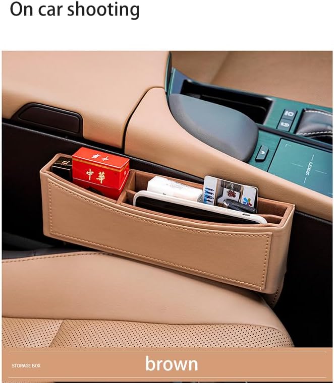 Dragon Art Multifunctional Car Seat Organizer, Auto Seat Gap Filler, Brown 1 Pack
