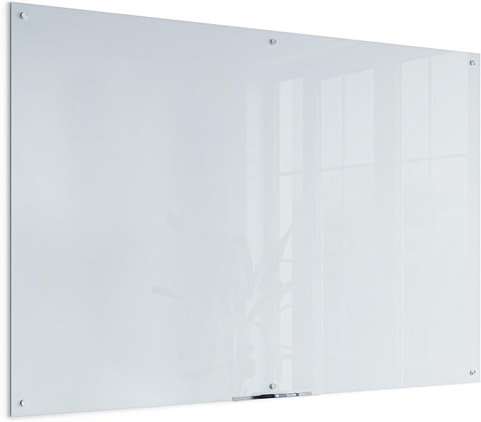 U Brands Glass Dry Erase Board, 72 x 48 Inches, White Frosted Non-Magnetic Surface, Frameless