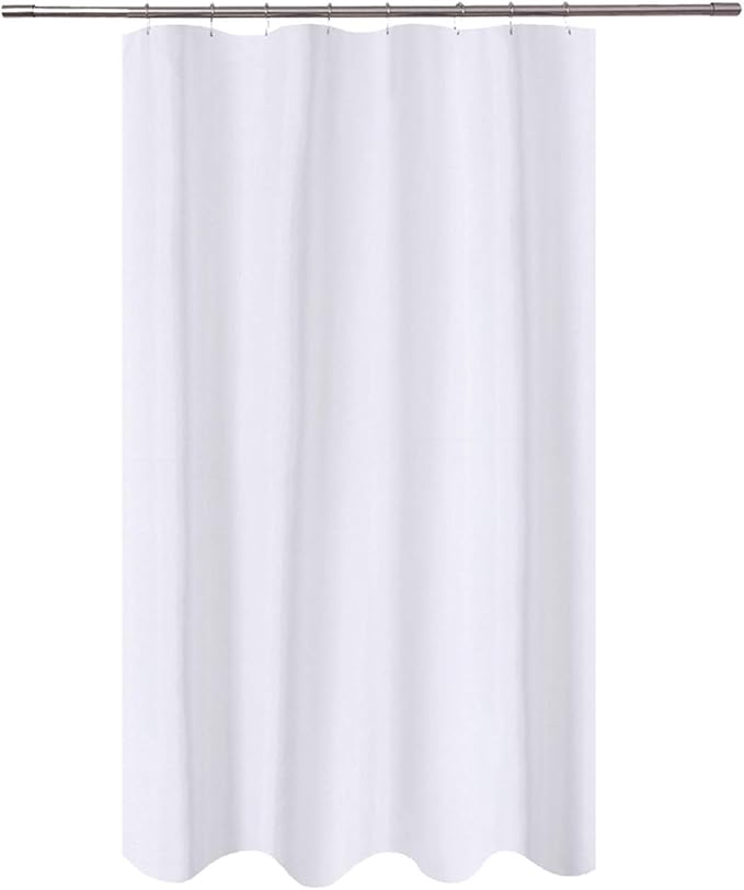 N&Y HOME Fabric Shower Curtain Liner 48 x 72 inches Bath Stall Size, Hotel Quality, Washable, Water Repellent, White Spa Bathroom Curtains with Grommets, 48x72