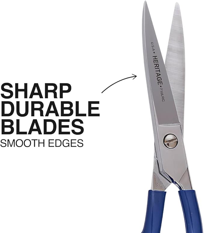 Klein Tools G718LRC Heavy-Duty Carpet Shear, Made in USA, 9-Inch Nickel-Plated Scissors with Offset Curved Handles, Carpet Installation, Fabric, Upholstery, Professional or DIY Usage