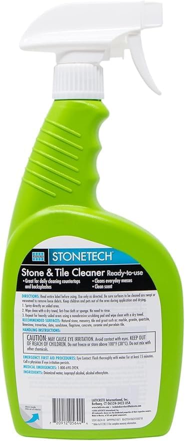 Neutral Formula for Stonetech Stone & Tile Cleaner Spray, Ready-to-Use Daily Surface Grout Cleaner, Use on Natural Stone and Porcelain, Safe and Non-Abrasive Formula for Kitchen & Bathroom, 24 oz
