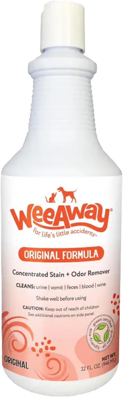 Wee Away Original Formula Concentrated Stain & Odor Remover, Enzyme Cleaner, Pet Urine Odor Eliminator for Home - Pet Mess Destroyer for Carpet & Furniture, Original Citrus Scent, 32 fl oz