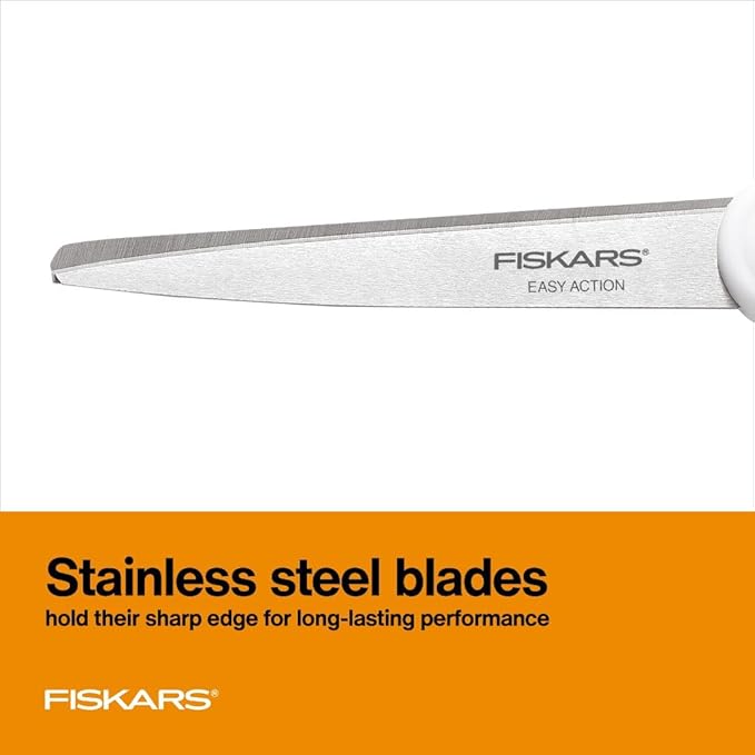 Fiskars Premier No. 8 Easy Action Scissors - 10" Spring Action Fabric and Craft Scissors - Arts and Crafts - Orange/White